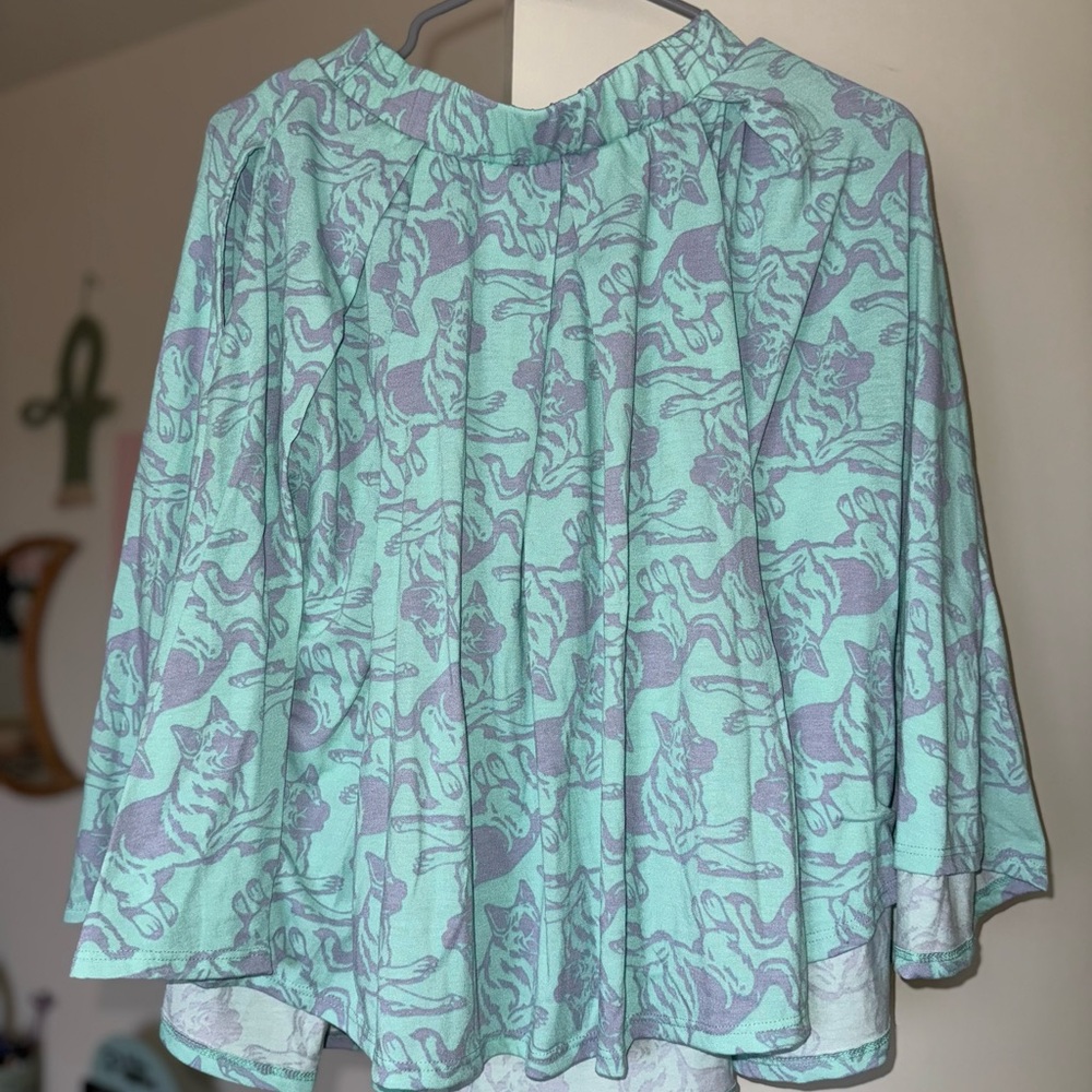 LuLaRoe Mint and Lavender Patterned Skirt